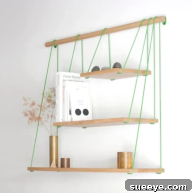 Innovative suspension bridge inspired shelf for unique architectural decor