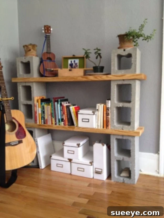 Modern and robust DIY concrete shelves for minimalist and industrial spaces