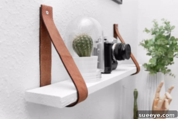 Bohemian-chic DIY leather belt shelf for unique and stylish display