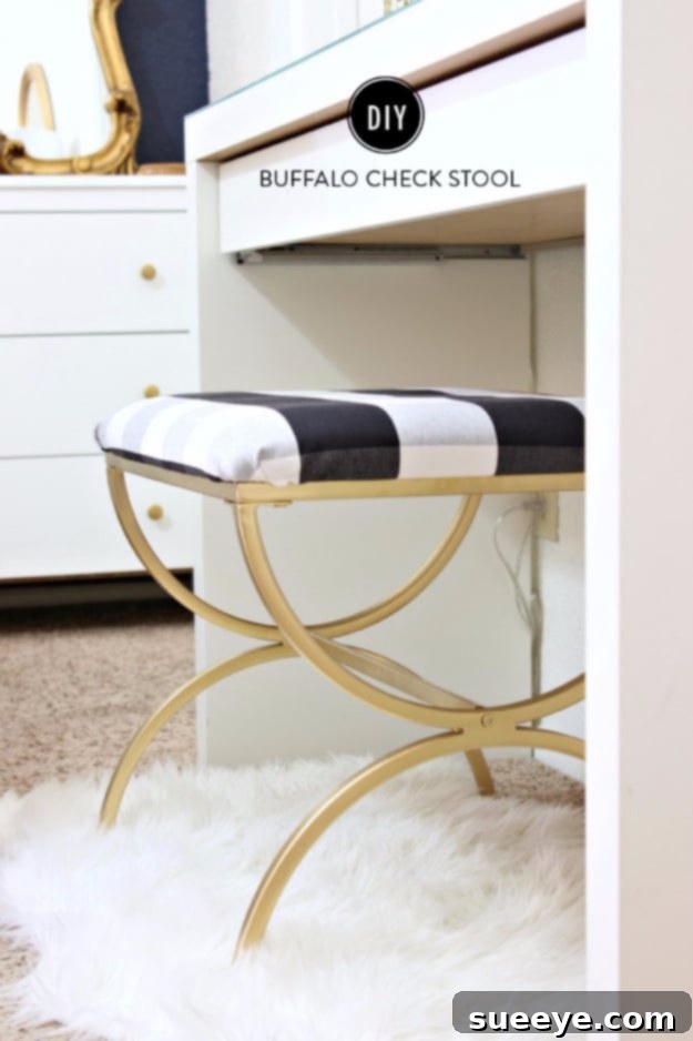 DIY Buffalo Check Vanity Stool DIY Buffalo Check Vanity Stool
