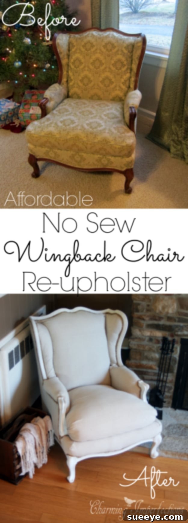 No-Sew Reupholstered Wingback Chair DIY No-Sew Reupholstered Wingback Chair DIY