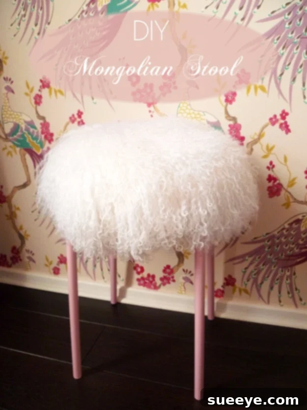 DIY Mongolian Lamb Faux Fur Stool DIY Mongolian Lamb Faux Fur Stool