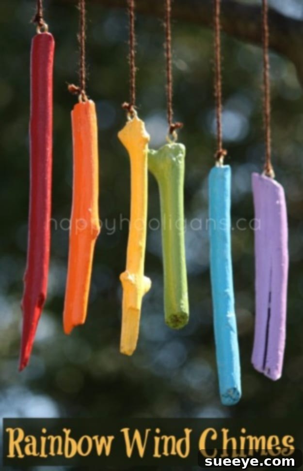 Rainbow Wind Chimes - Bright Outdoor Decoration Rainbow Wind Chimes - Colorful Craft Project for Kids and Families