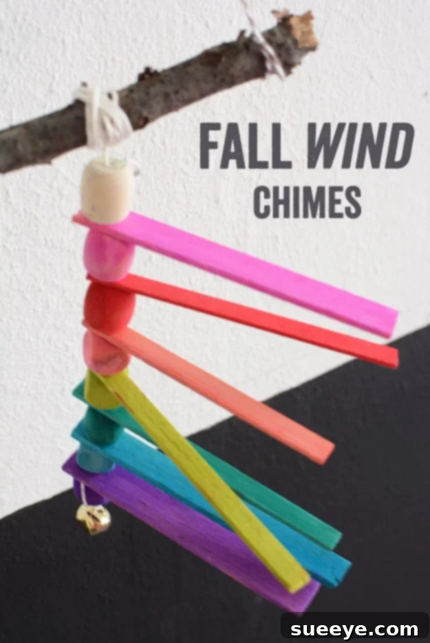 Fall Wind Chimes - Seasonal Outdoor Accent Fall Wind Chimes - Rustic Decor with Balsa Wood and Autumnal Colors