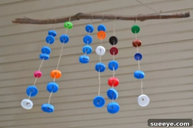 Bottle Top Wind Chimes - Sustainable and Fun Bottle Top Wind Chimes - Creative Upcycling Project with Recycled Bottle Caps