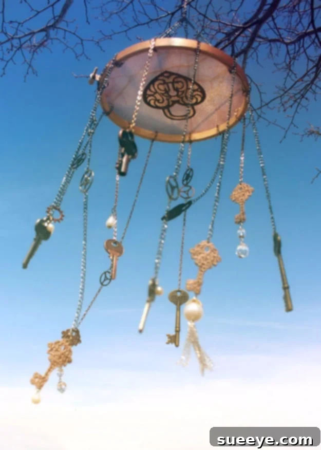 Steampunk Wind Chimes - Vintage Ambiance Steampunk Wind Chimes - Delicate Chimes with Vintage Keys and Charms for a Unique Aesthetic