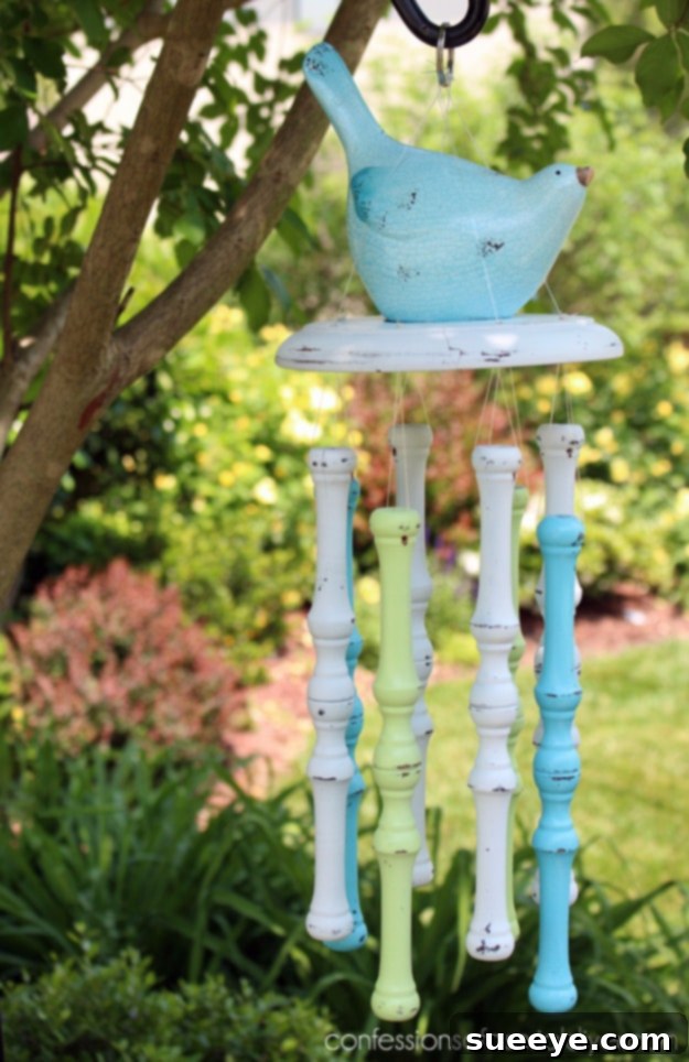 Spindle Wind Chimes - Rustic Garden Accent Spindle Wind Chimes - Repurposed Wooden Spindles for Garden Decor
