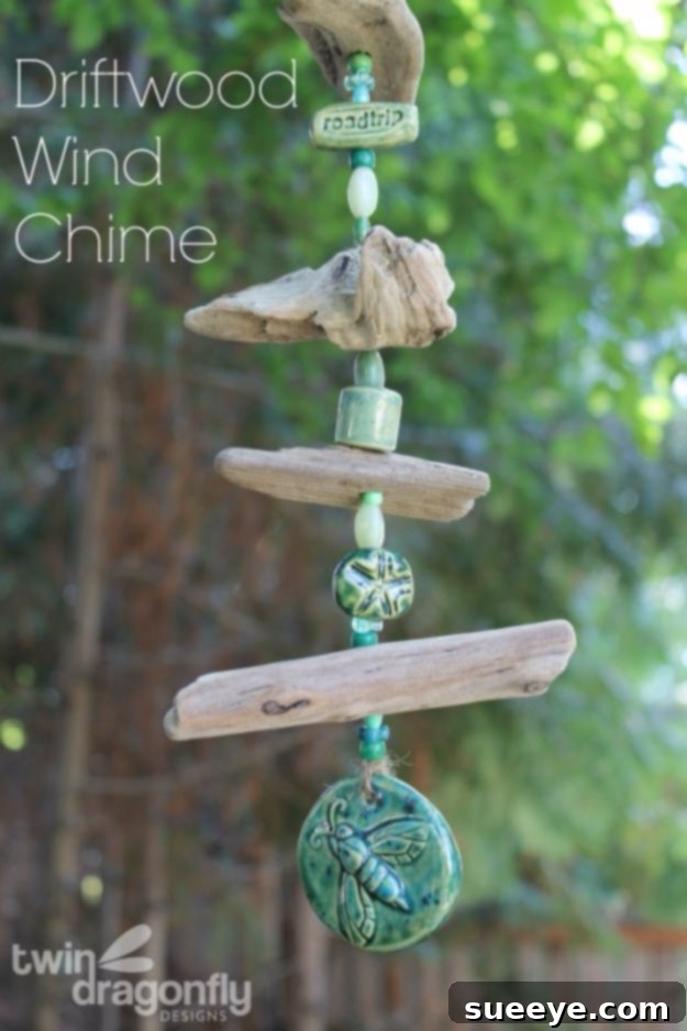 Driftwood Wind Chime - Beachy Outdoor Decor Driftwood Wind Chime - Coastal-Inspired Decor with Beads and Natural Elements