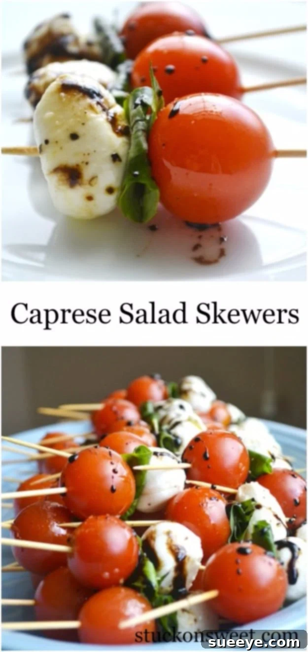 Easy Caprese Skewers Party Appetizer Fresh Caprese Salad Skewers with Balsamic Glaze