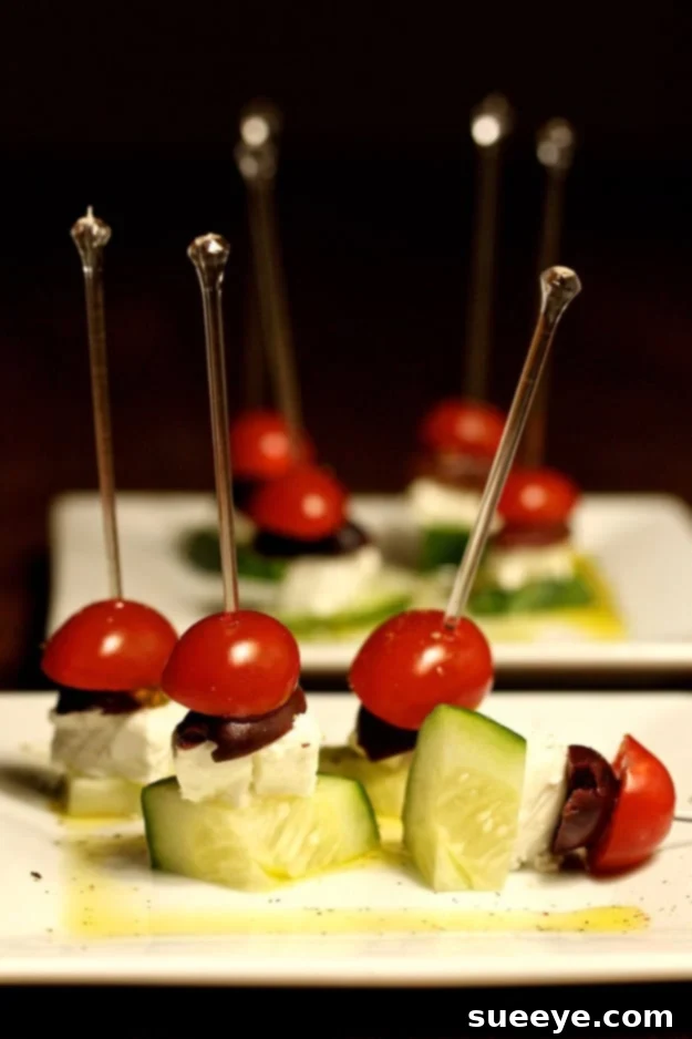 Quick Greek Salad Skewers for Parties Zesty Greek Salad Skewers with Feta and Olives