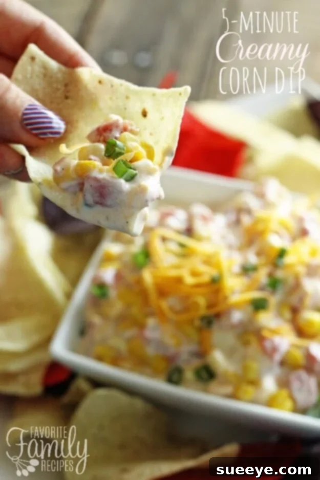 Easy 5 Minute Creamy Corn Dip Party Food Super Quick 5 Minute Creamy Corn Dip