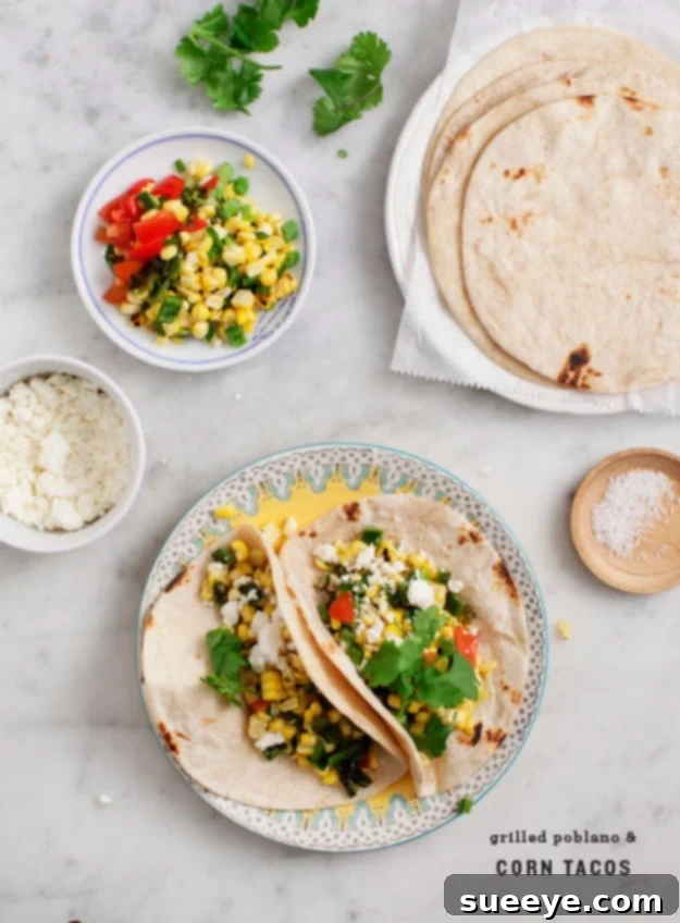 Vegetarian Grilled Corn Poblano Tacos for Parties Flavorful Grilled Corn and Poblano Tacos
