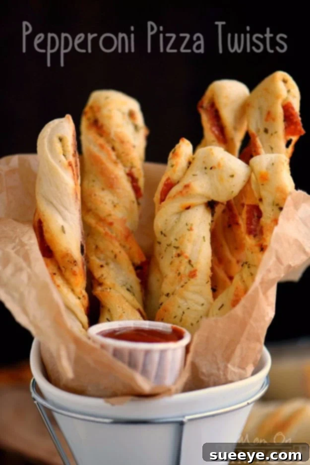 Quick Pepperoni Pizza Twists Snack Idea Cheesy Pepperoni Pizza Twists for Parties