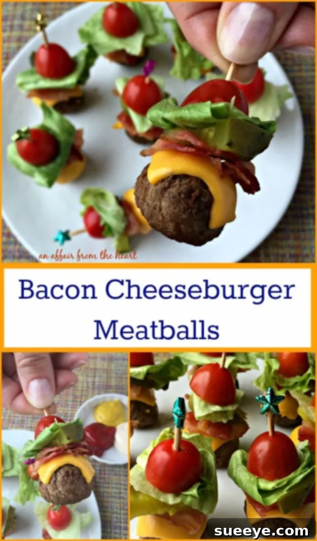 Fun Bacon Cheeseburger Meatballs Party Food Savory Bacon Cheeseburger Meatballs