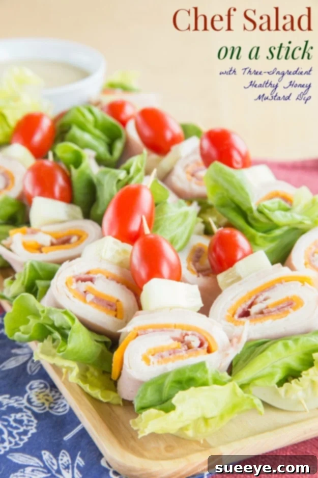 Fun Chef Salad Skewers for Easy Snacking Portable Chef Salad on a Stick with Ham, Turkey, and Cheese