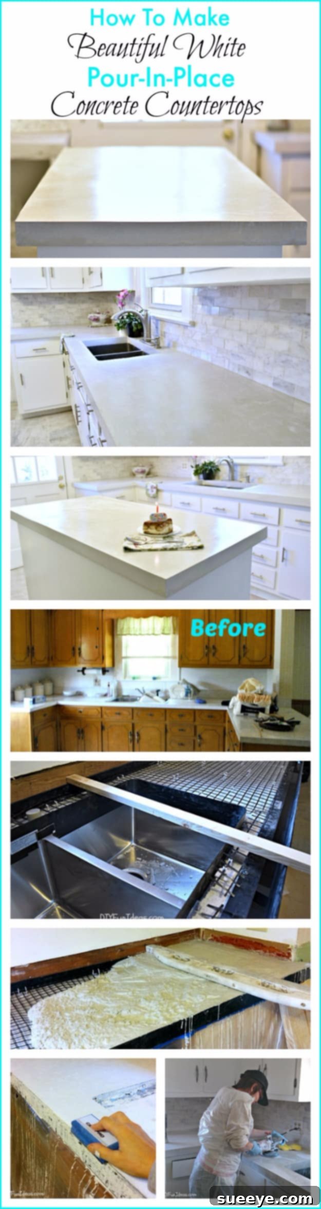 DIY Kitchen Makeover - White Concrete Countertops