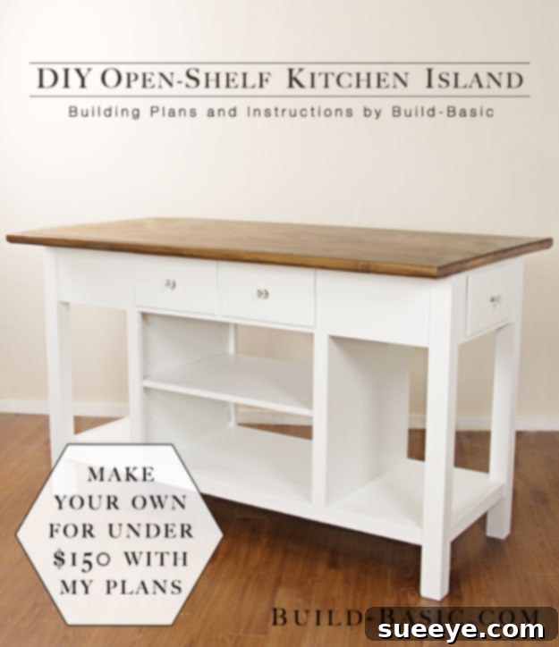 DIY Kitchen Makeover - Open Shelf Kitchen Island