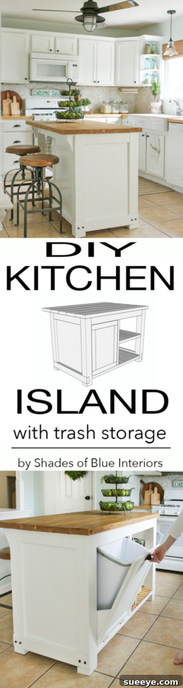 DIY Kitchen Makeover - Kitchen Island Trash Storage
