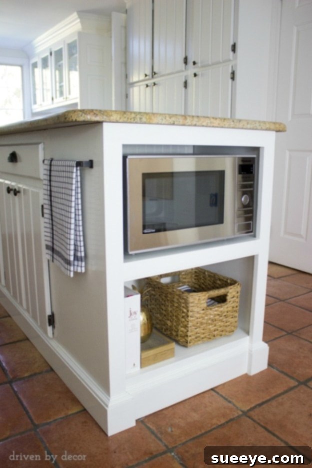 DIY Kitchen Makeover - Island Microwave Storage
