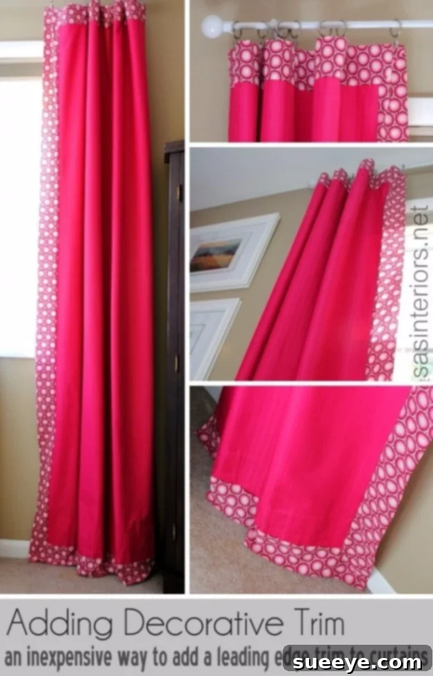 Add A Decorative Trim To Curtains Add a decorative trim to curtains for an instant upgrade