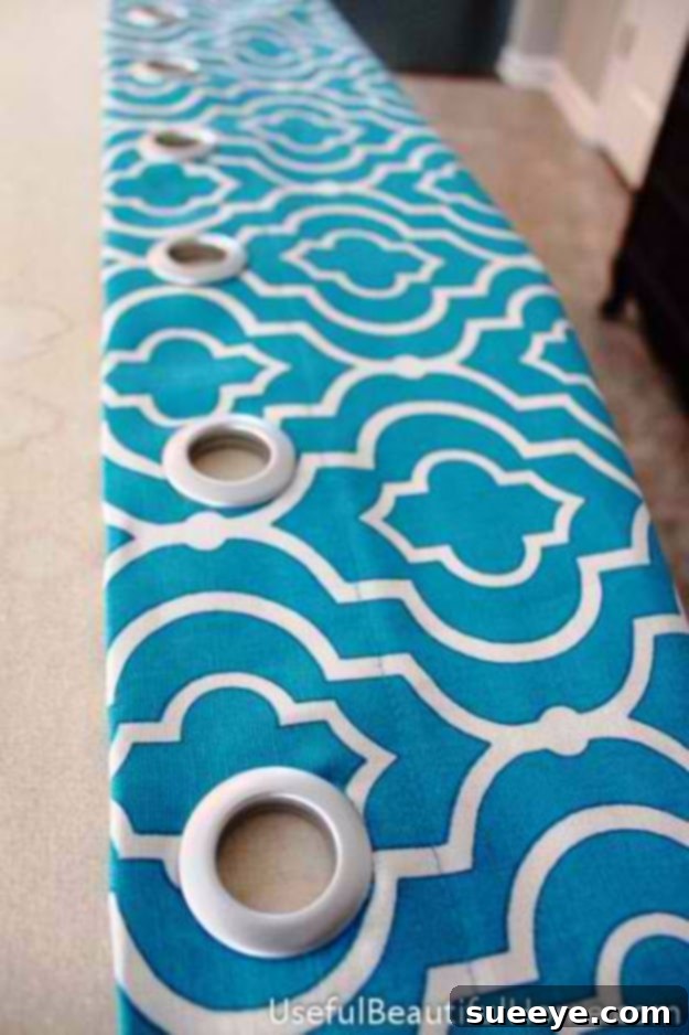 DIY Grommet Curtain From Counter Skirt DIY Grommet Curtain From Counter Skirt for a creative upcycled window treatment