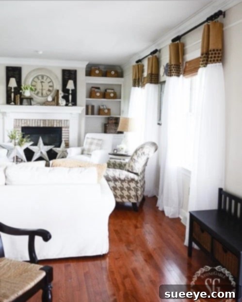Update Sheer Curtains Easy DIY Easy DIY to update sheer curtains with subtle embellishments