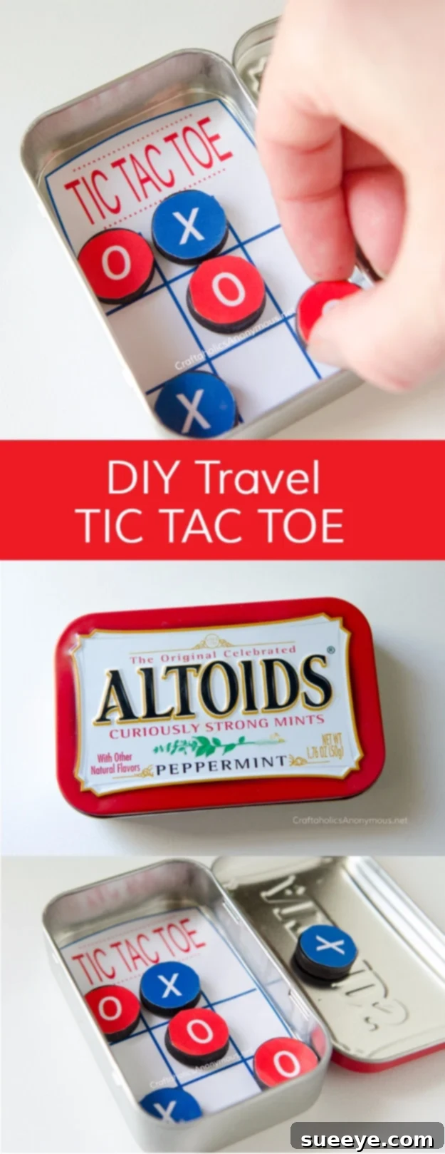 DIY pocket tic-tac-toe game, perfect for travel and kids' entertainment
