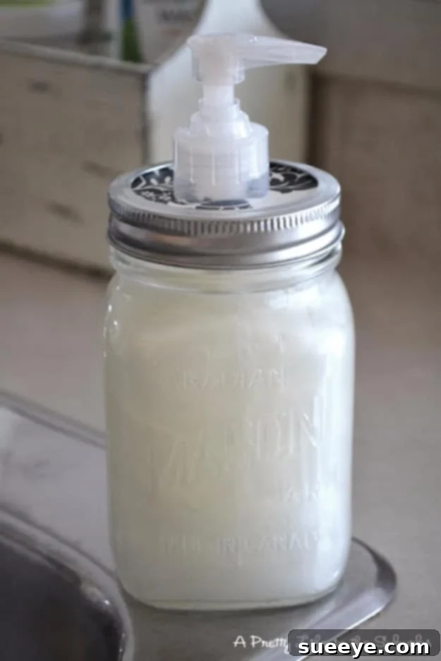 DIY mason jar soap pump for a rustic bathroom or kitchen