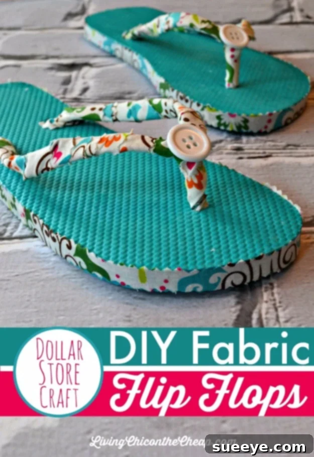Custom no-sew fabric flip-flops made from dollar store sandals
