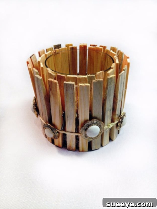 DIY rustic clothespin candle holder for a unique centerpiece