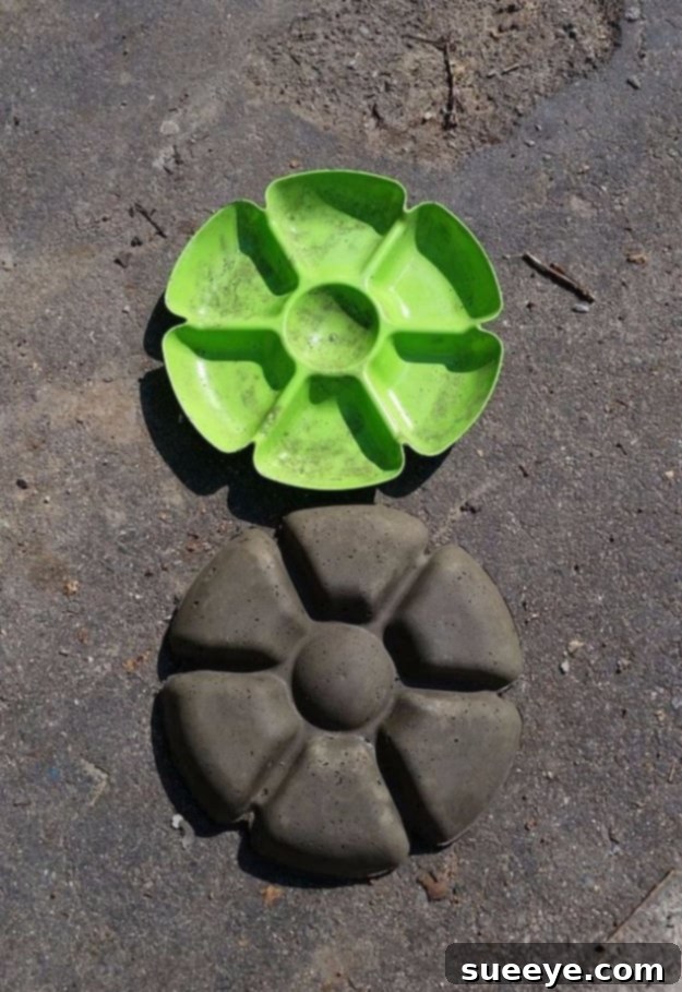 DIY garden flower stone decoration made from dollar store finds