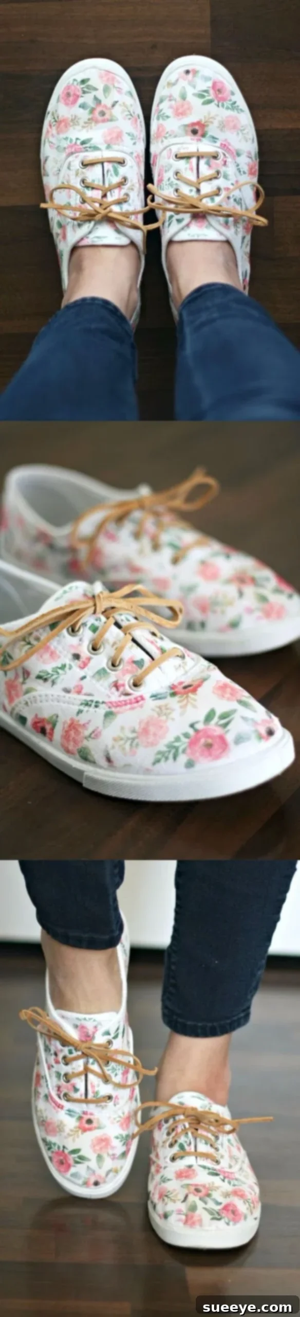 DIY iron-on floral patterned shoes for a personalized fashion statement