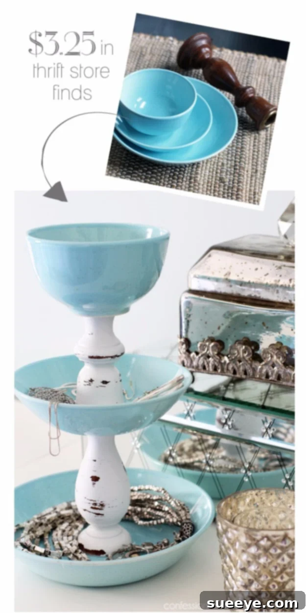 Creative DIY jewelry storage display combining wood and pottery