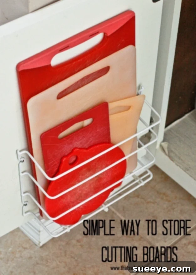 DIY smart cutting board storage solution for kitchen organization