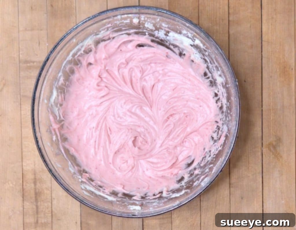 Ultimate Strawberry Cake Recipe 8 Making Cream Cheese Frosting with Strawberry Puree for Cake
