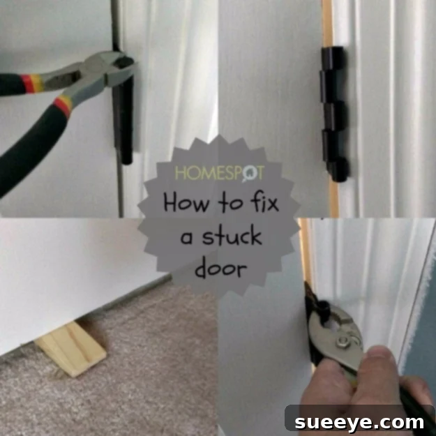 DIY Door Repair: Crooked or Stuck DIY guide for fixing a crooked or stuck door, improving home functionality.