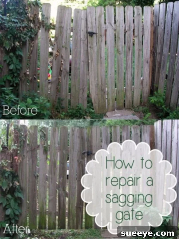 DIY Sagging Gate Repair Simple DIY steps to repair a sagging gate, improving functionality and appearance.