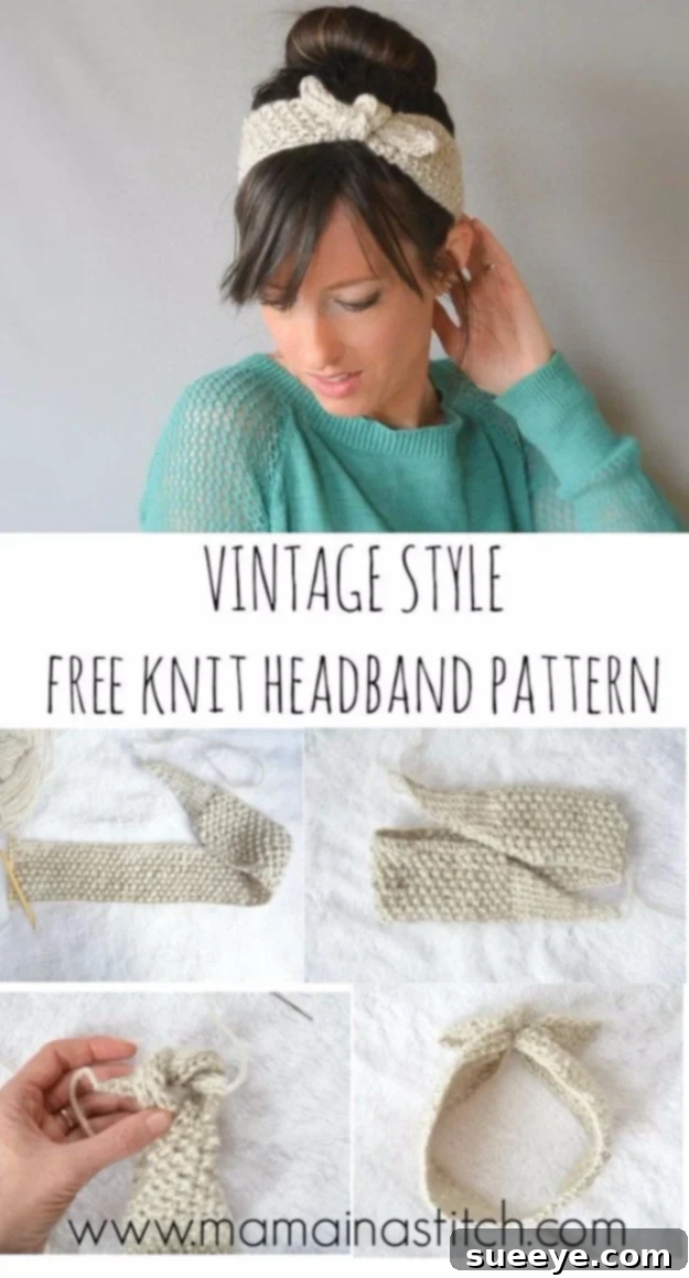 Fashionable Vintage Knit Headband - Quick DIY Gift Stylish Vintage Knit Tie Headband Pattern