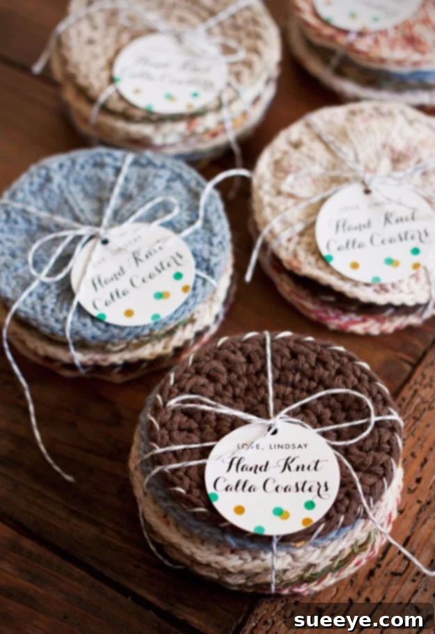 Practical Hand Knit Coasters - Prevent Table Stains Set of Hand Knit Coasters for Drinks