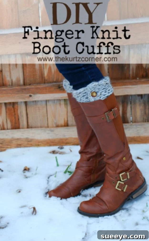 Quick Finger Knit Boot Cuffs - Add Style to Any Outfit Fashionable DIY Finger Knit Boot Cuffs
