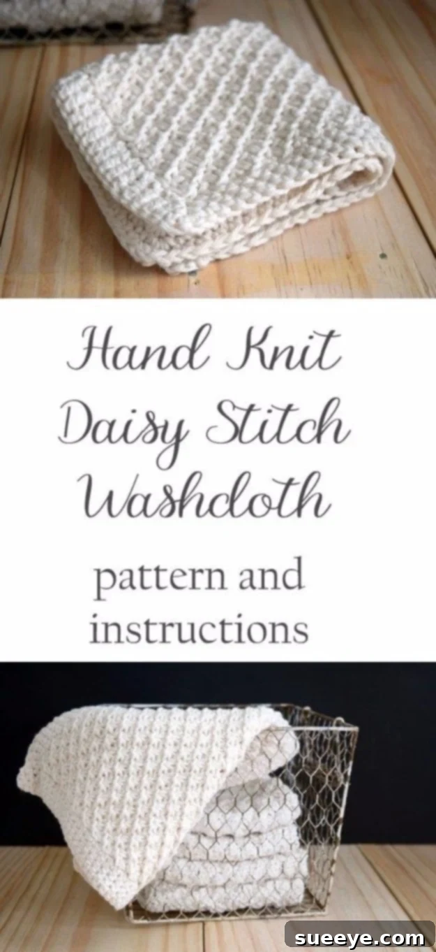 Elegant Daisy Stitch Washcloth - Luxurious and Practical Beautiful Hand Knit Daisy Stitch Washcloth