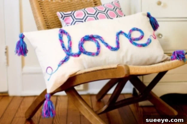 Handmade Tasseled Love Pillow - A Charming Home Accent Decorative DIY Tasseled Love Knitted Pillow