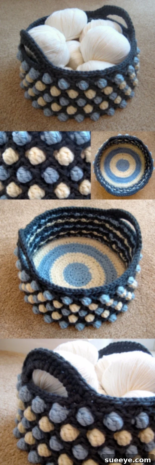 Chic Honeycomb Pop Knit Basket - Perfect for Storage Stylish Honeycomb Pop Knit Basket with Handles