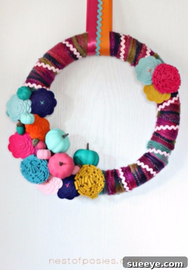 DIY Pumpkin and Posies Autumn Wreath Charming Pumpkin and Posies Fall Wreath Decor