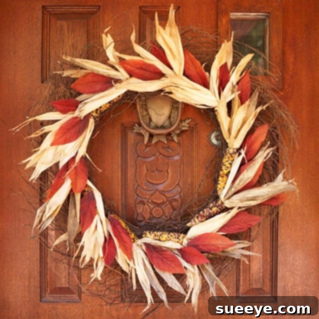 Natural Corn and Twigs Autumn Wreath DIY Rustic Corn and Twigs Fall Wreath