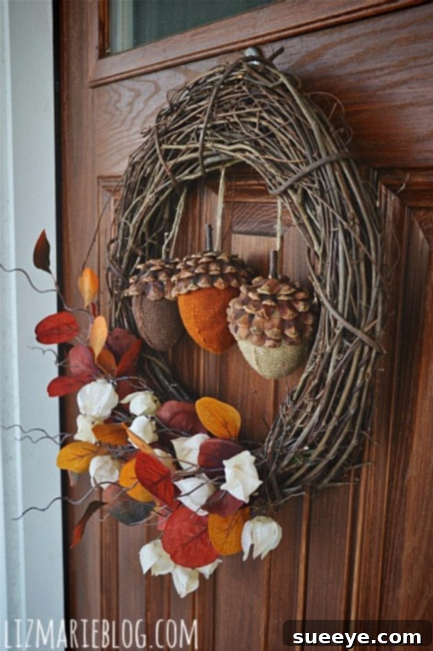 Handcrafted Rustic Acorn Autumn Wreath DIY Rustic Acorn Wreath for Autumn Front Door