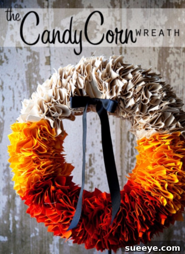 Crafty Candy Corn Wreath Project DIY Candy Corn Fall Wreath for Halloween Decor
