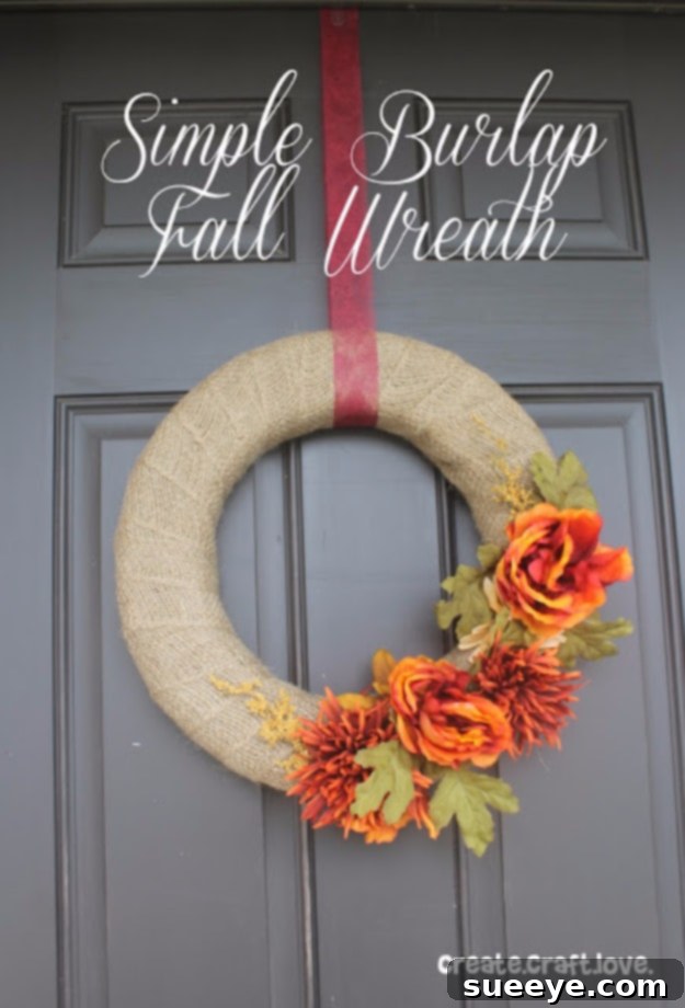 Easy Simple Burlap Autumn Wreath Minimalist Simple Burlap Fall Wreath Design