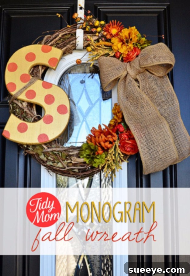 Personalized Monogram Autumn Wreath Craft Custom DIY Monogram Fall Wreath for Front Door