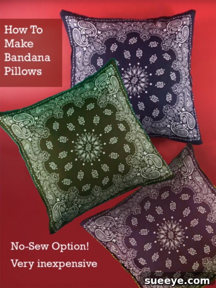 How to Make Bandana Pillows: Sew and No-Sew Options 14 Finished DIY Bandana Pillow - Styling Ideas